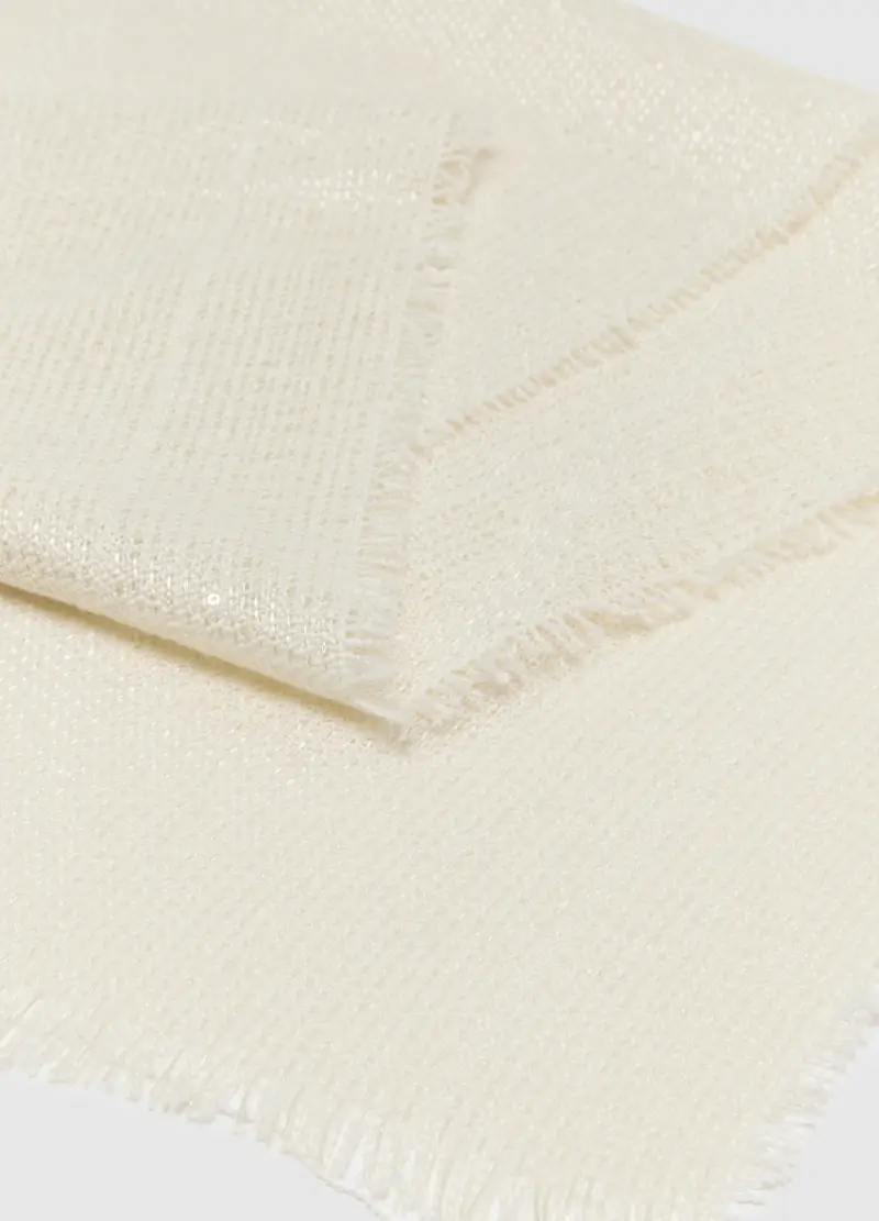 Sciarpa Bianca Con Dettagli Metallici, Donna, Bianco miniatura 3