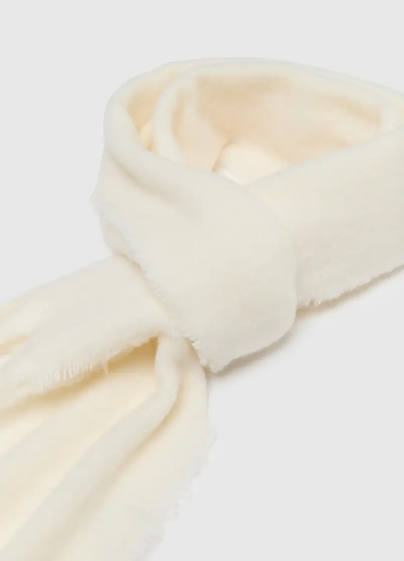 , Sciarpa Bianca Con Frange, Donna, Bianco miniatura 2