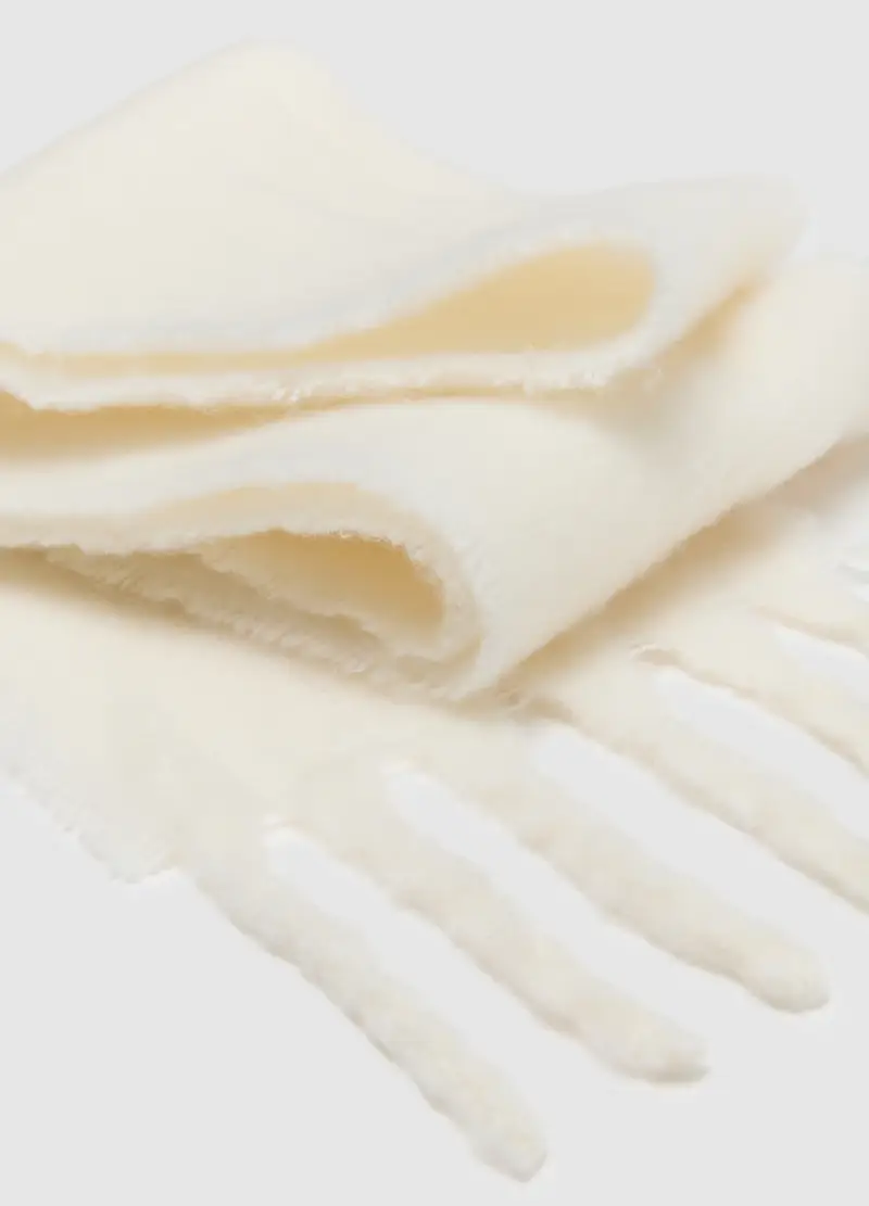 , Sciarpa Bianca Con Frange, Donna, Bianco miniatura 3