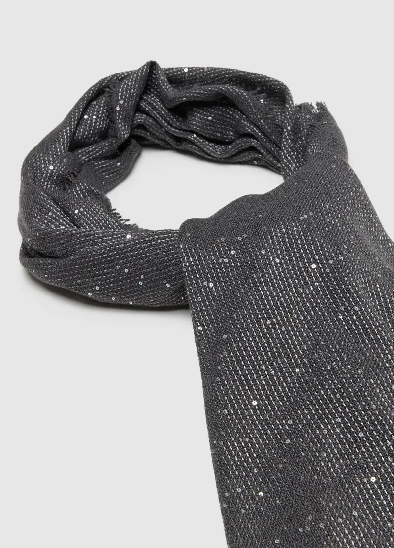 Sciarpa Grigia Con Dettagli Metallici, Donna, Grigio miniatura 2