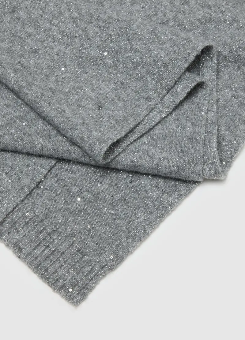 Sciarpa Grigia Con Fibre Metalliche, Donna, Grigio miniatura 3