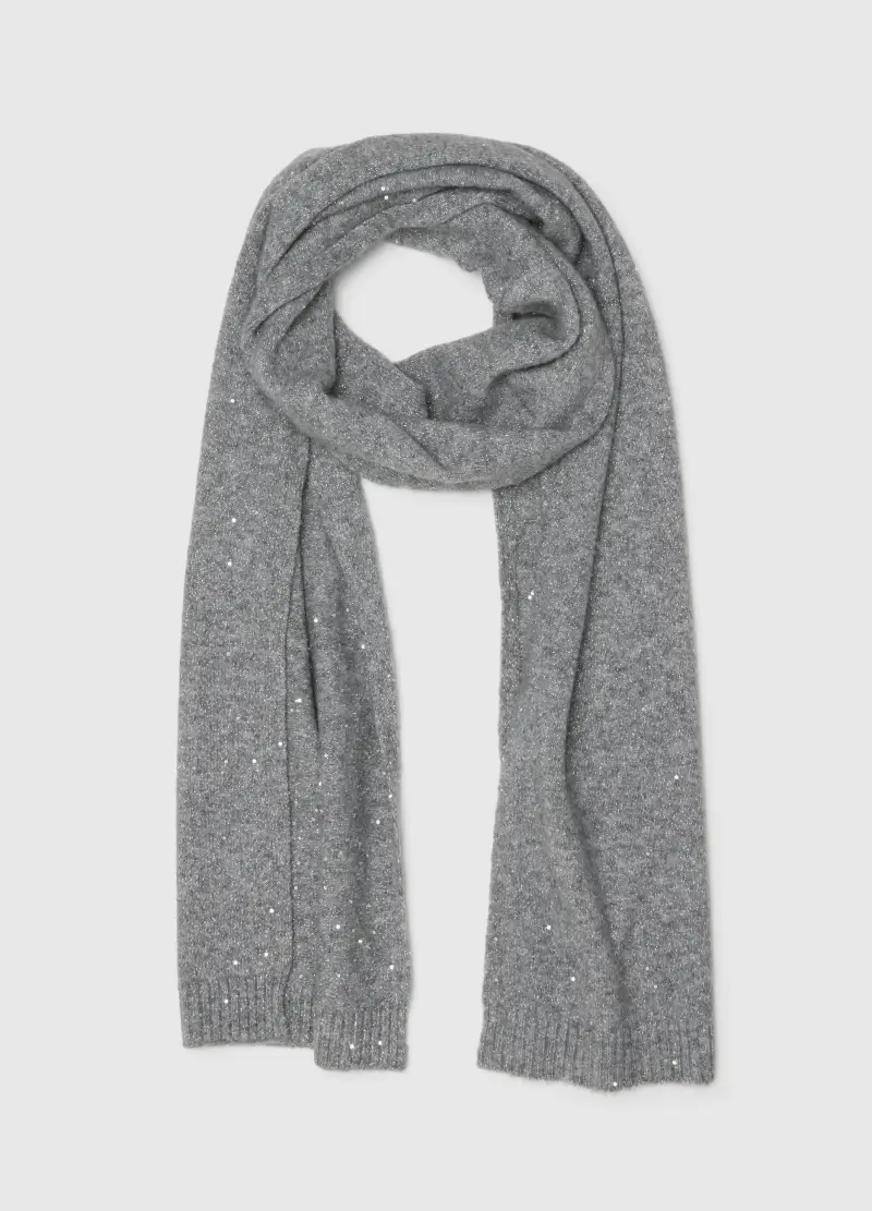 Sciarpa Grigia Con Fibre Metalliche, Donna, Grigio