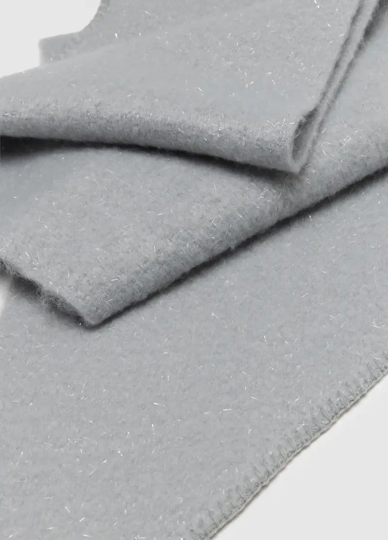 Sciarpa Grigia Con Filamenti Metallici, Donna, Grigio miniatura 3