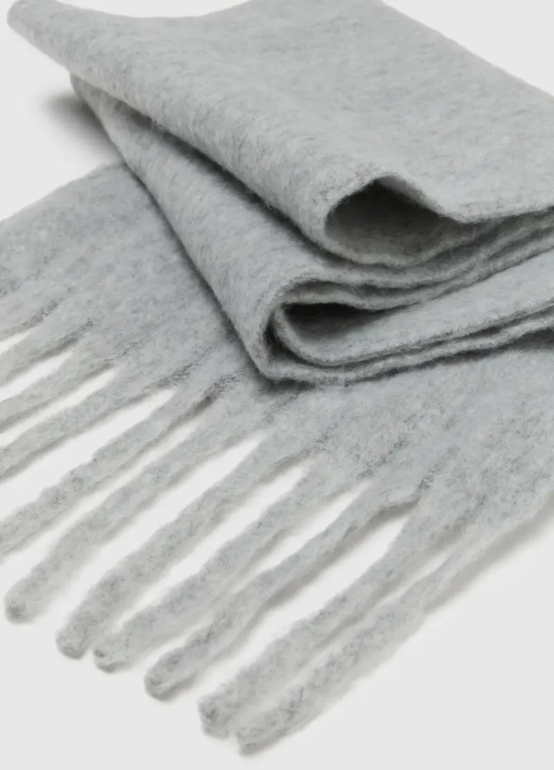 Sciarpa Grigia Con Frange, Donna, Grigio miniatura 3