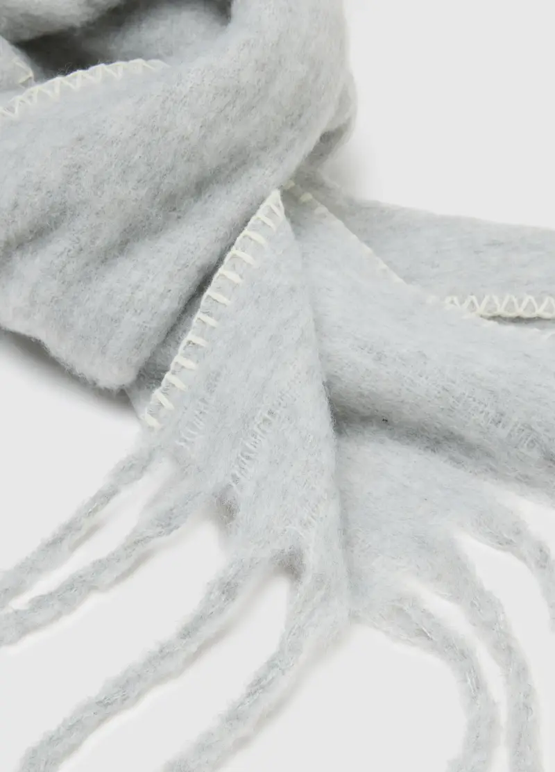 Sciarpa Grigia Con Frange, Donna, Grigio miniatura 2