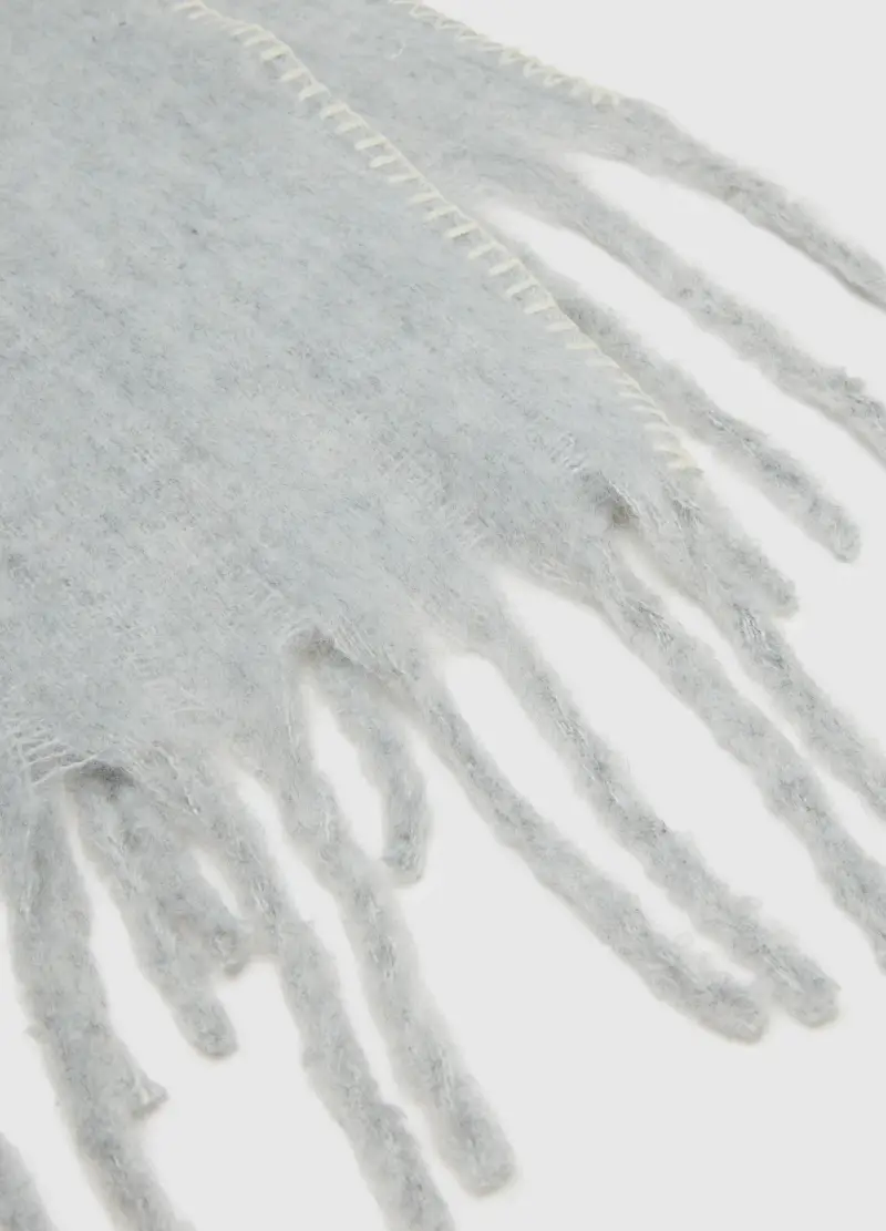 Sciarpa Grigia Con Frange, Donna, Grigio miniatura 3