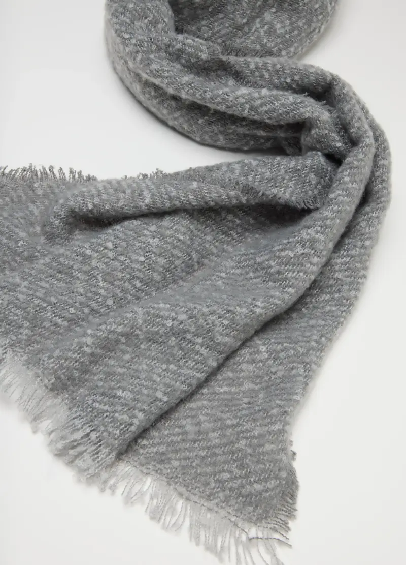 Sciarpa Grigia In Misto Tessuto, Donna, Grigio miniatura 3