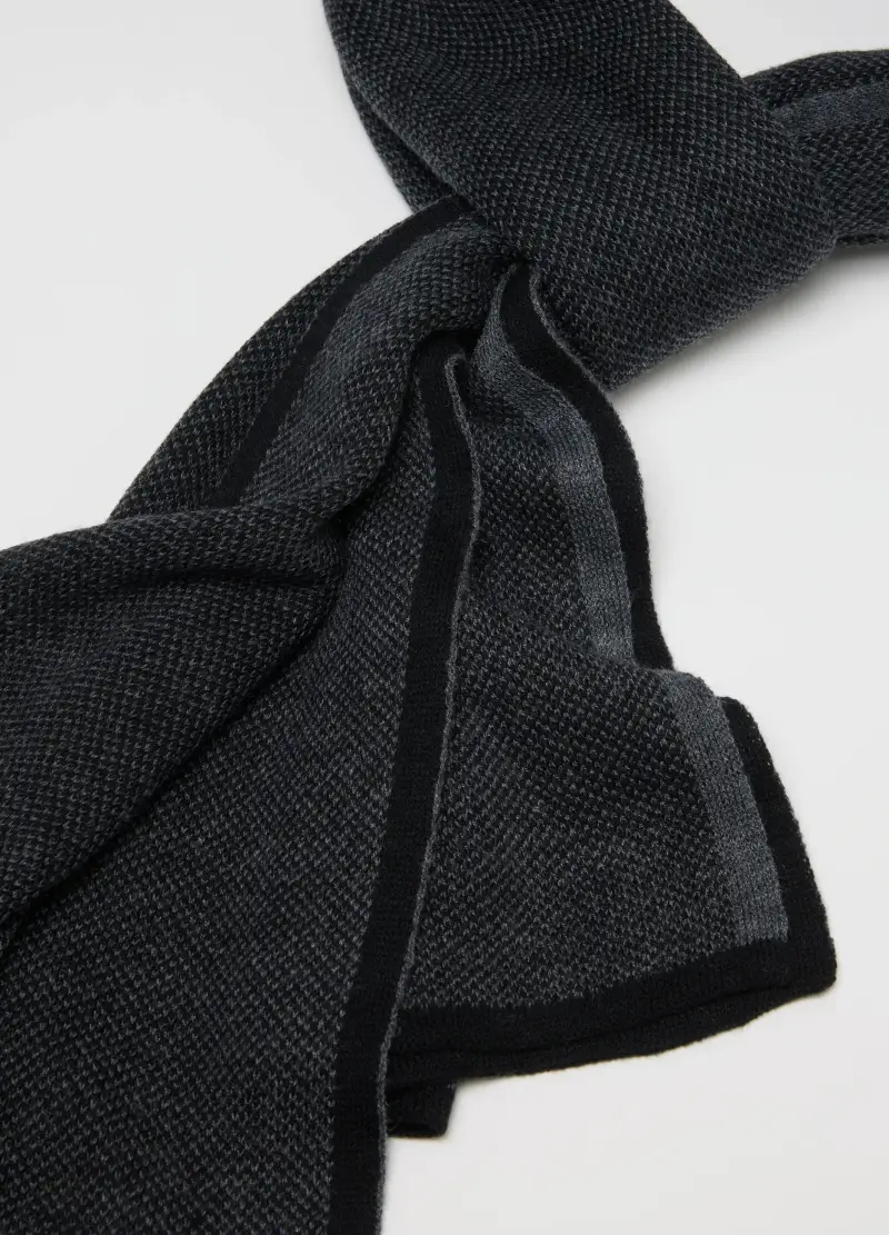 Sciarpa Grigia Pesante Ovs, Uomo, Nero miniatura 2