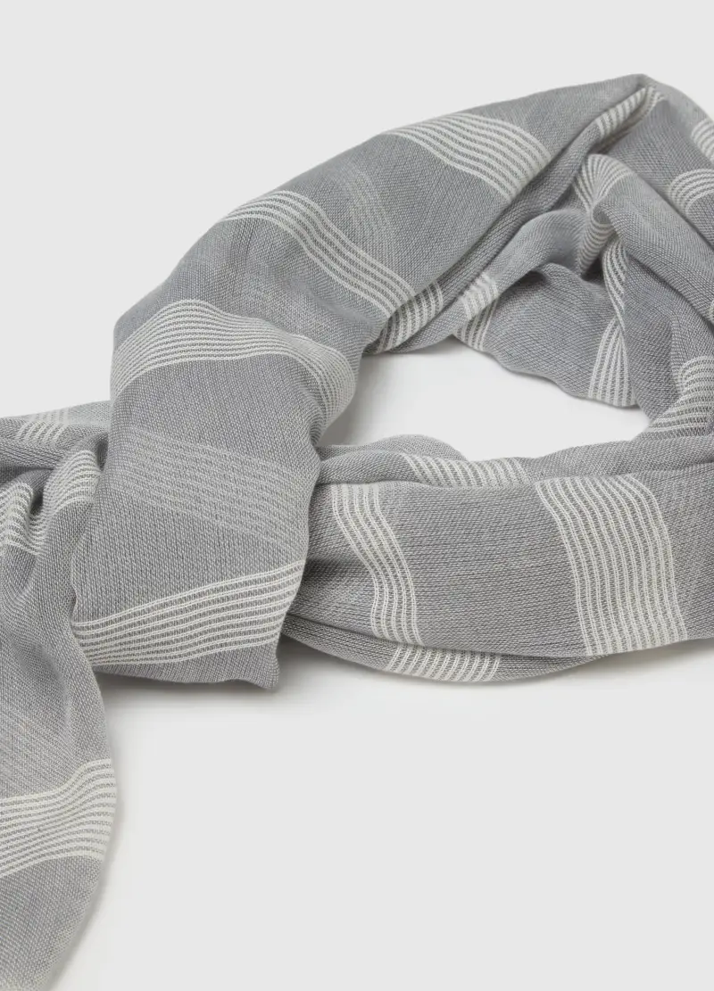 Sciarpa In Misto Cotone A Righe Multicolor Con Frange, Uomo, Multicolor miniatura 2