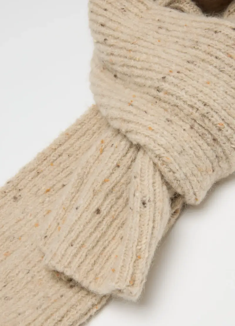 Sciarpa In Misto Lana Beige, Donna, Beige miniatura 2