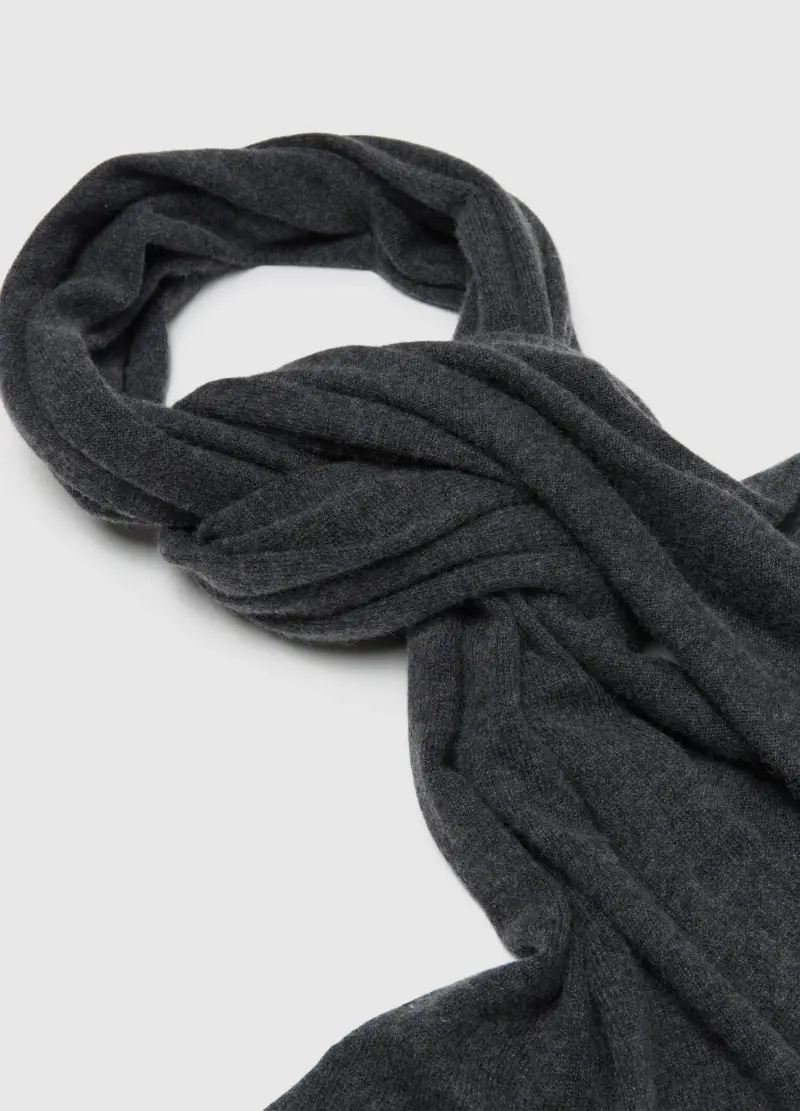 Sciarpa In Misto Lana E Cashmere Grigia, Donna, Grigio miniatura 2