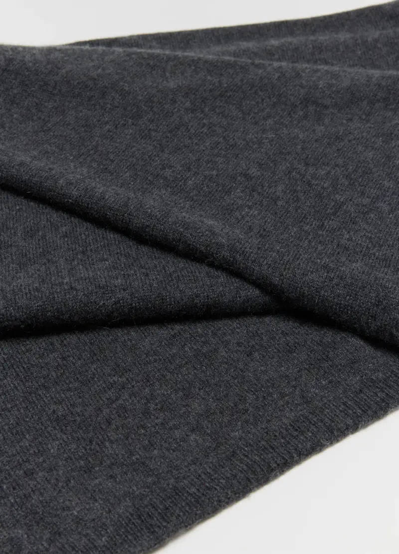 Sciarpa In Misto Lana E Cashmere Grigia, Donna, Grigio miniatura 3