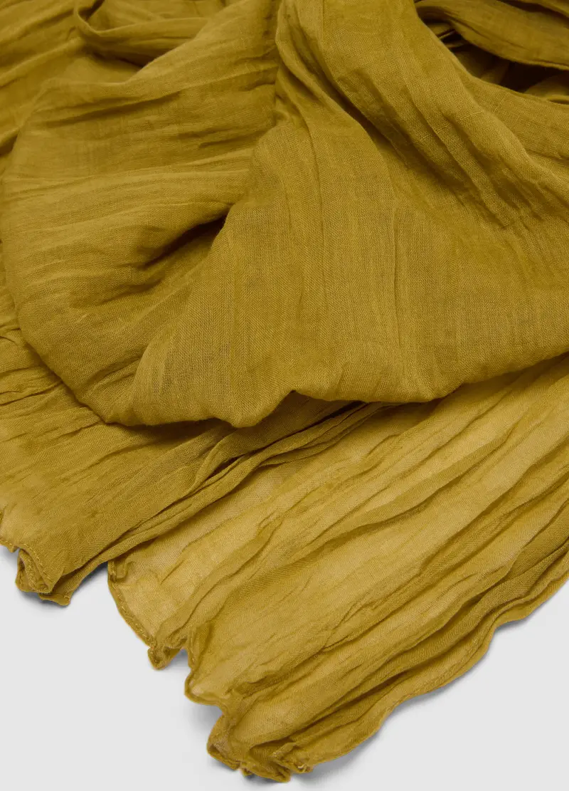 Sciarpa In Puro Cotone Gialla, Donna, Giallo miniatura 3