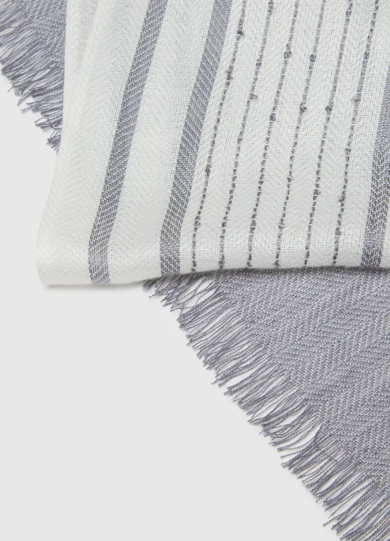 Sciarpa Leggera In Pura Viscosa A Righe Multicolor Con Frange, Uomo, Multicolor miniatura 3