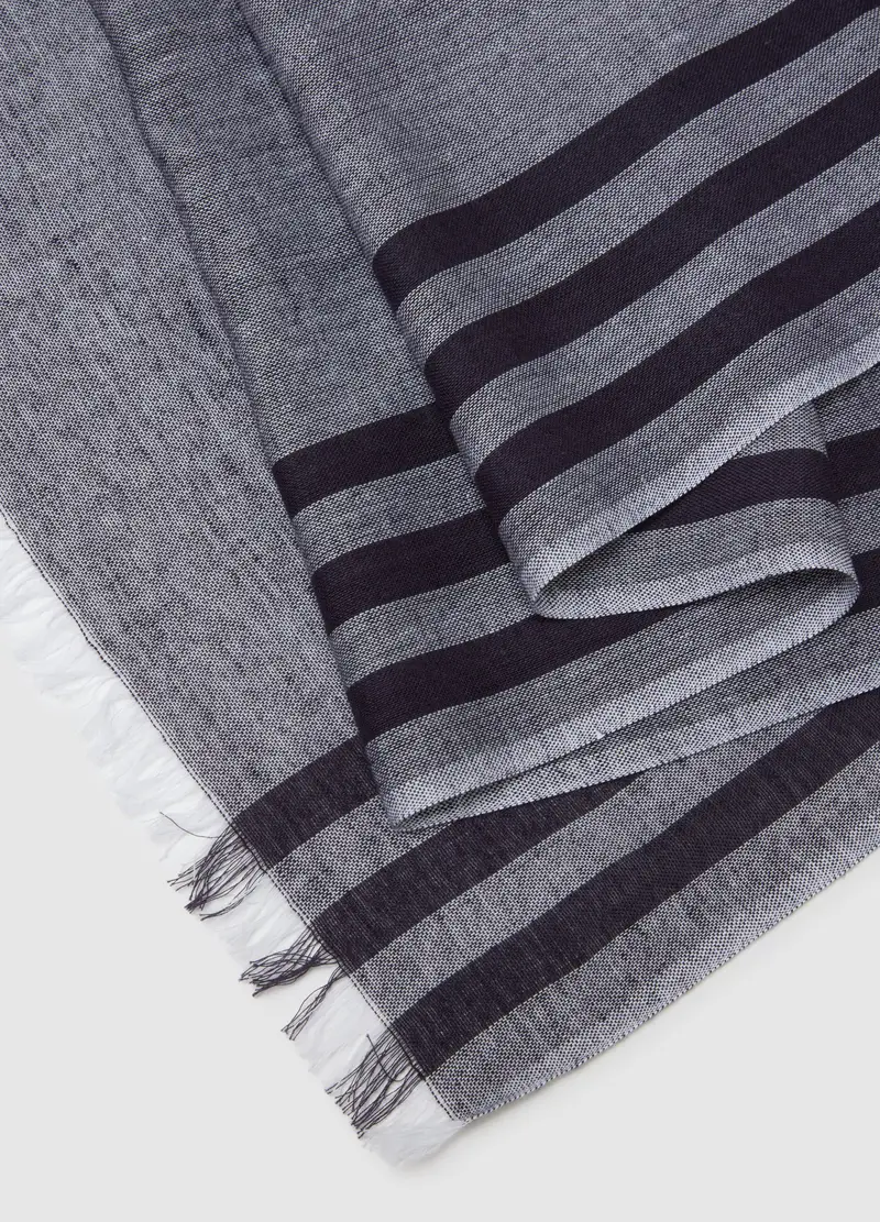 , Sciarpa Morbida In Misto Viscosa E Cotone A Righe Multicolor, Uomo, Multicolor miniatura 3