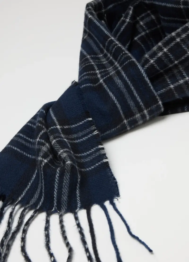 , Sciarpa Multicolor A Quadri Con Frange, Uomo, Multicolor miniatura 2