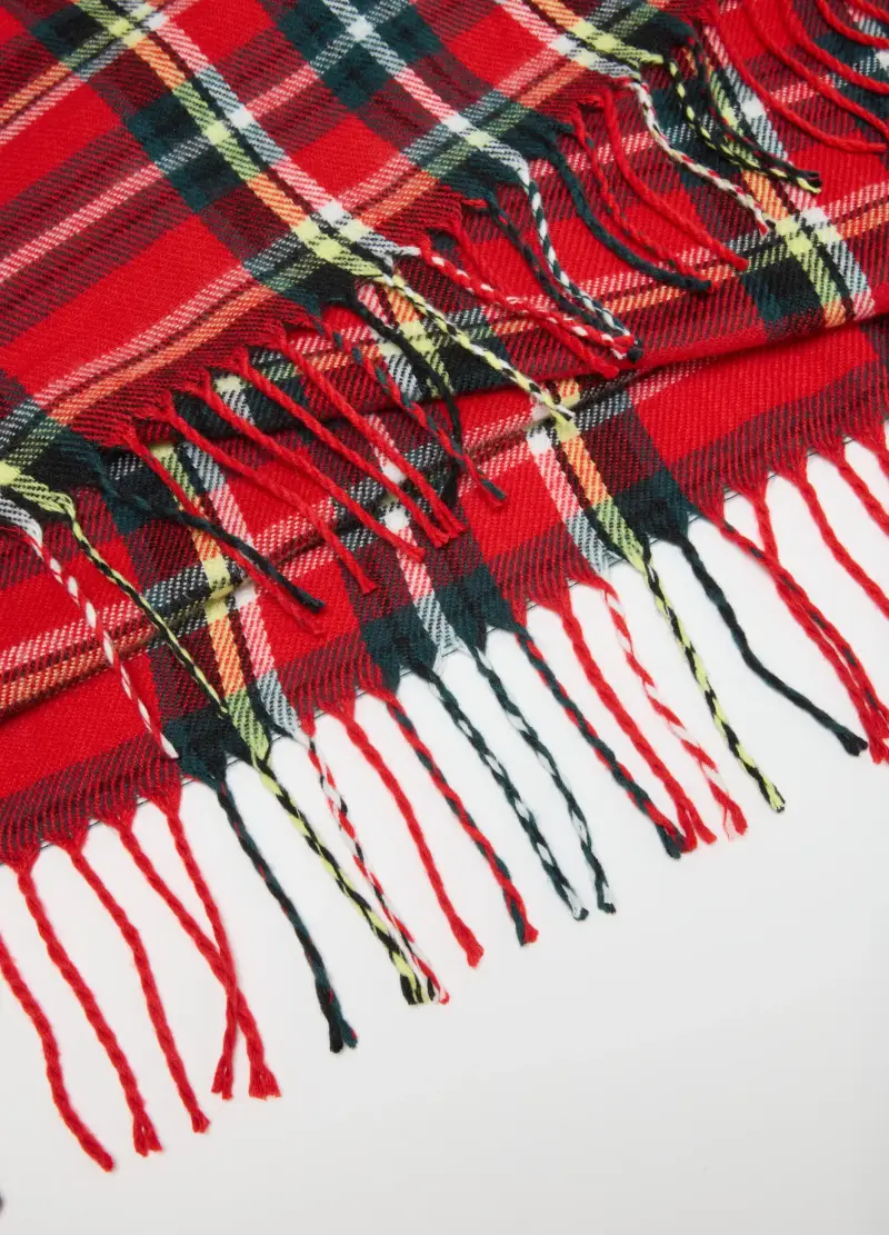 , Sciarpa Multicolor A Quadri Con Frange, Uomo, Multicolor miniatura 3