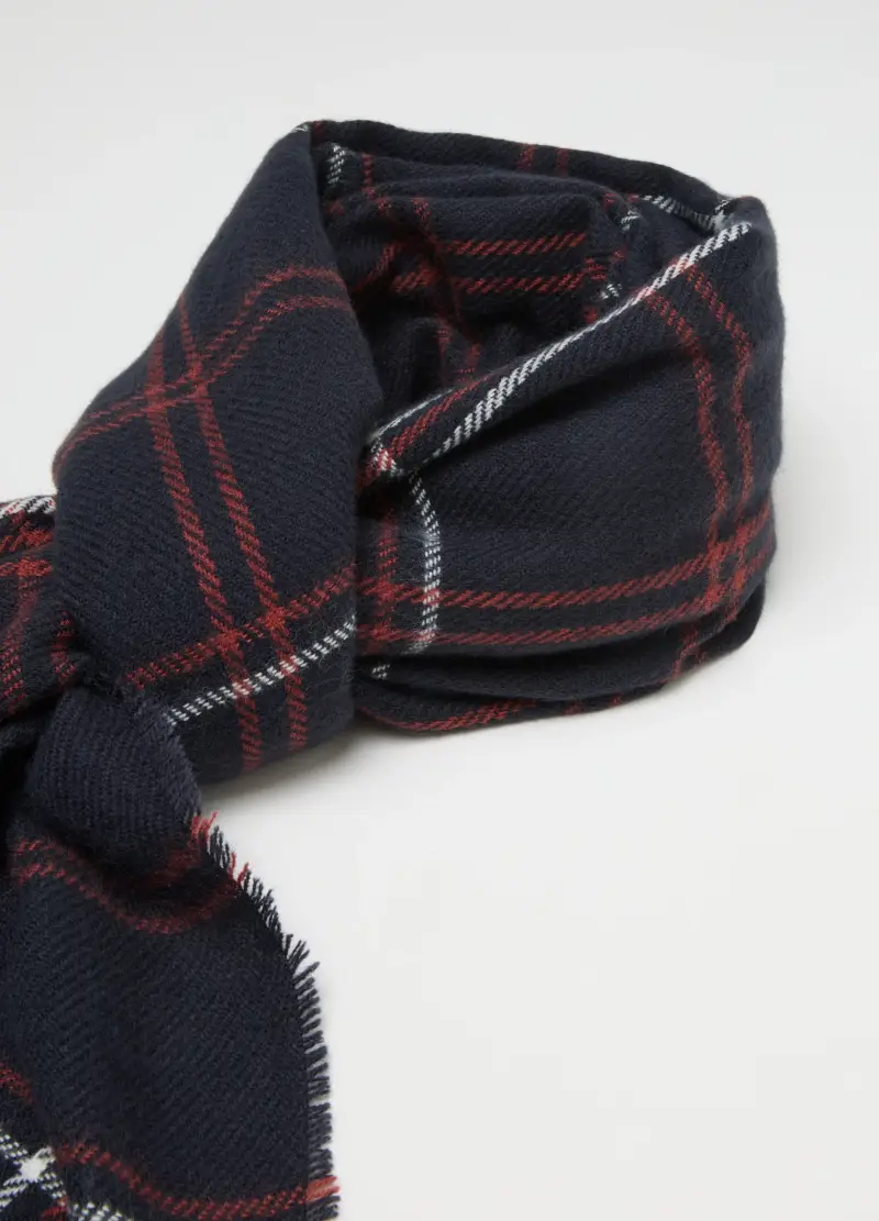 Sciarpa Nera A Quadri Pesante Con Frange, Uomo, Multicolor miniatura 2