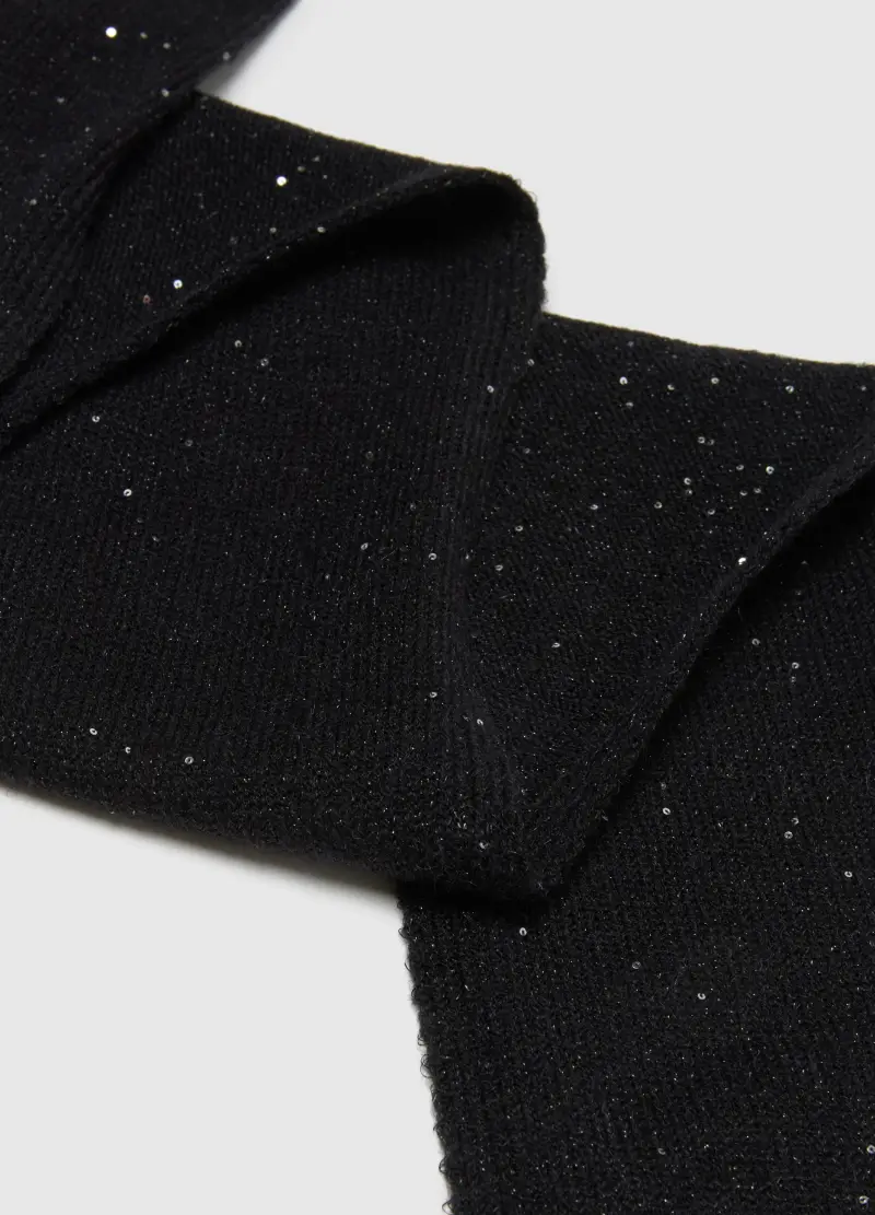 Sciarpa Nera Con Dettagli Scintillanti, Donna, Nero miniatura 3