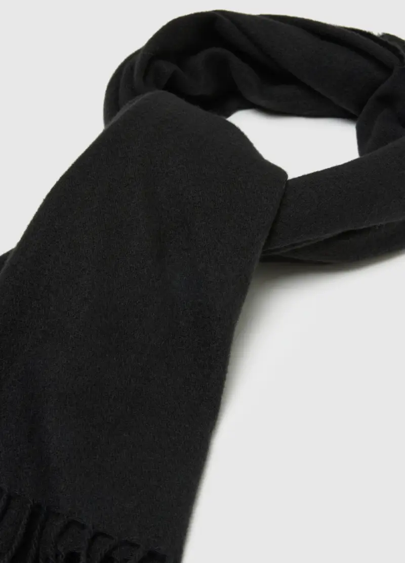 , Sciarpa Nera Con Frange, Donna, Nero miniatura 2
