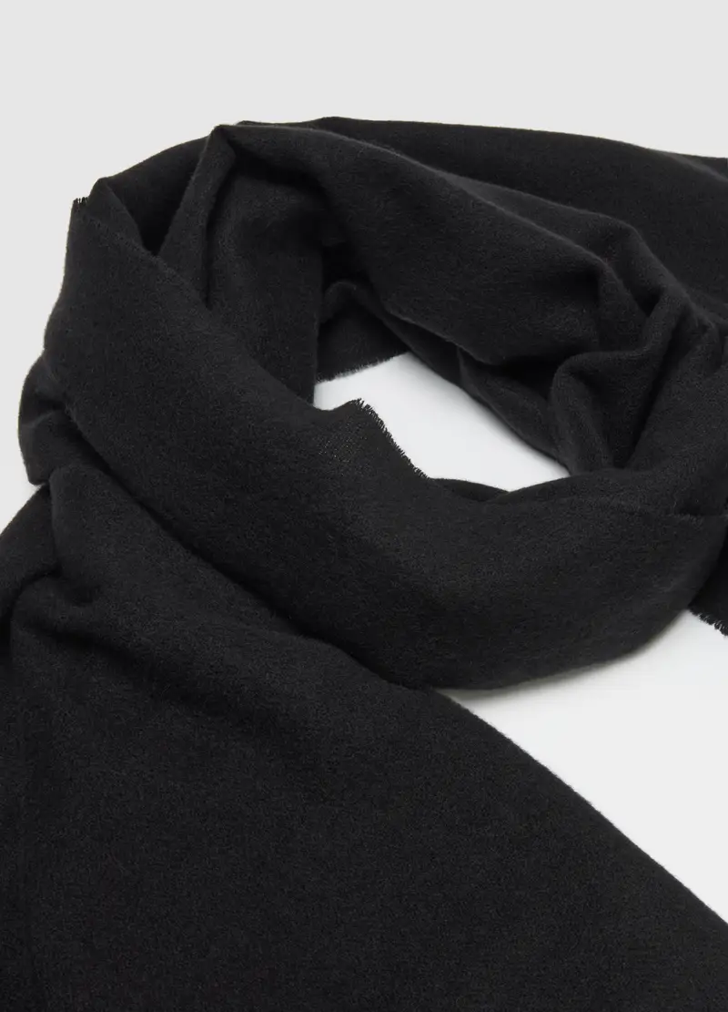 , Sciarpa Nera Con Frange, Uomo, Nero miniatura 2