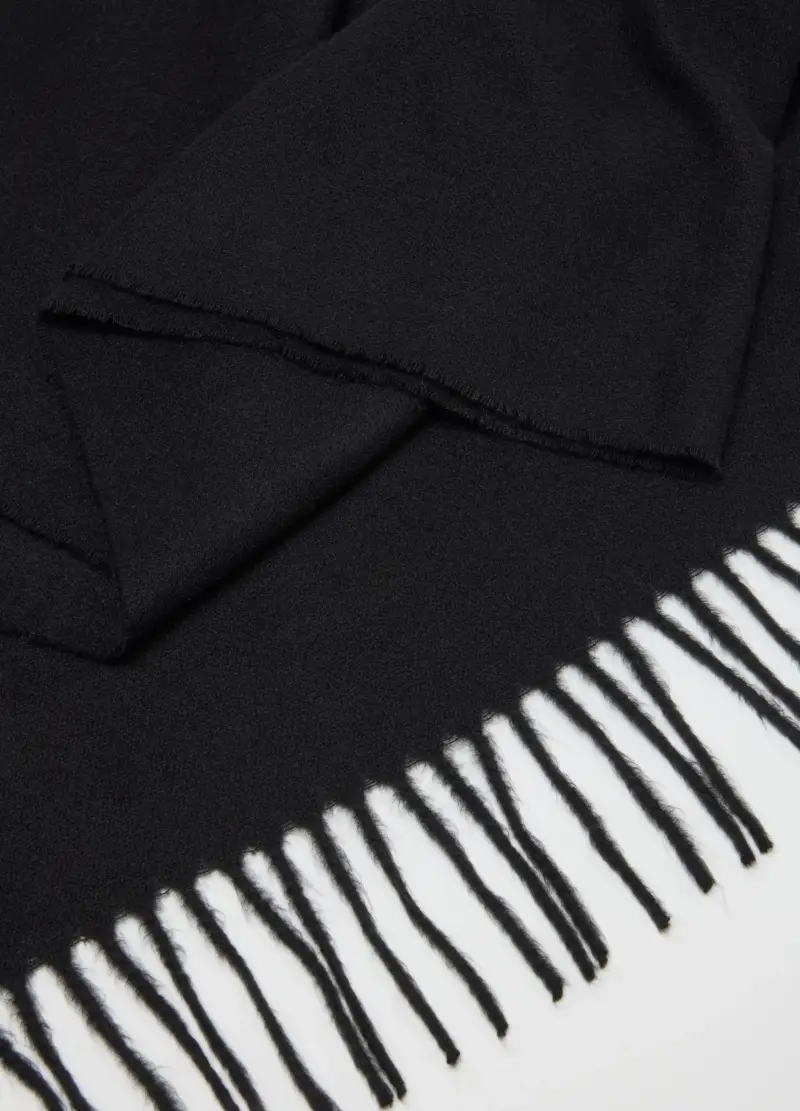 , Sciarpa Nera Con Frange, Uomo, Nero miniatura 3
