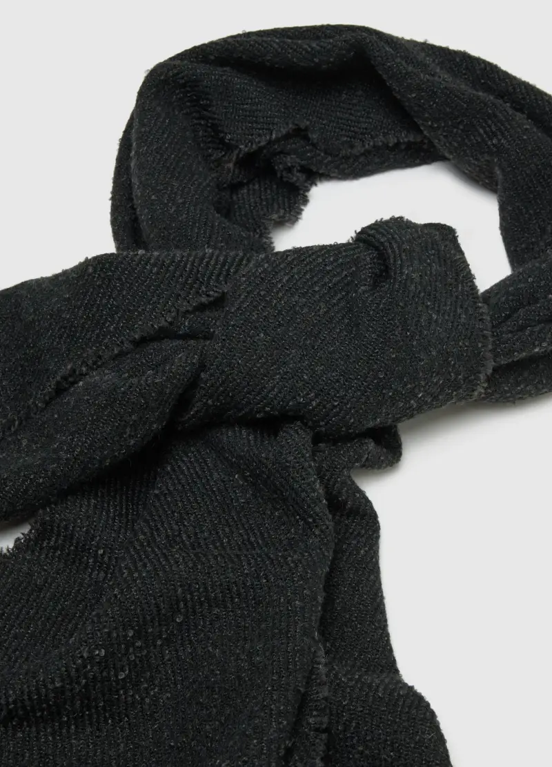 , Sciarpa Nera Intrecciata, Uomo, Nero miniatura 2