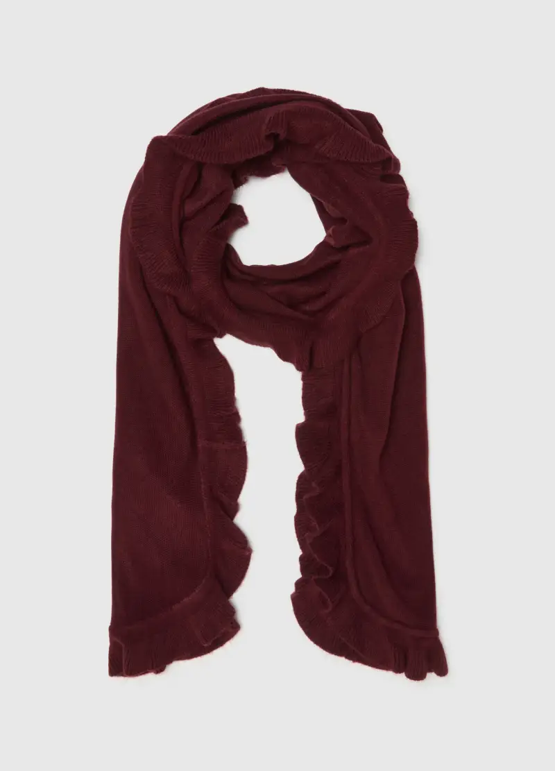 Sciarpa Rossa Con Volant, Donna, Rosso