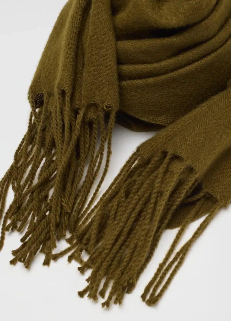 , Sciarpa Verde Con Frange, Donna, Verde miniatura 3