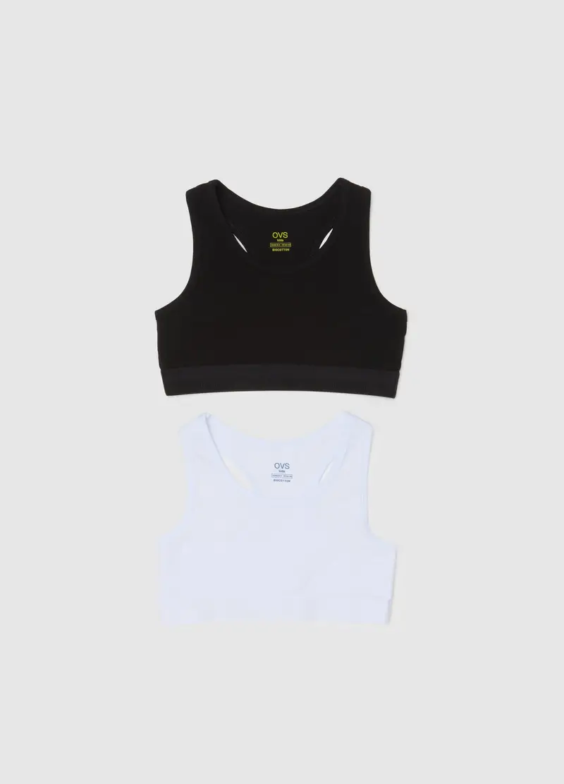 OVS, Set Bipack Top Sportivi Da Ragazza In Cotone Multicolor Elasticizzato, Bambina, Multicolor, Taglia: 12-13