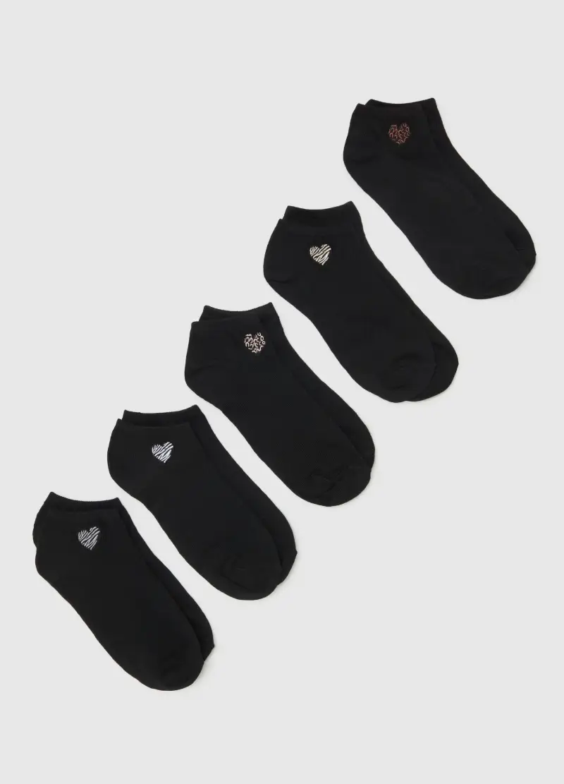 Set Cinque Pariscarpa Con Ricamo Cuore, Donna, Nero