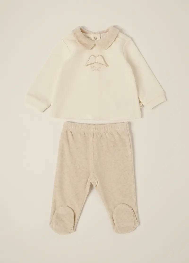 Set In French Terry Di Cotone Stretch Iana, Neonata, Bianco