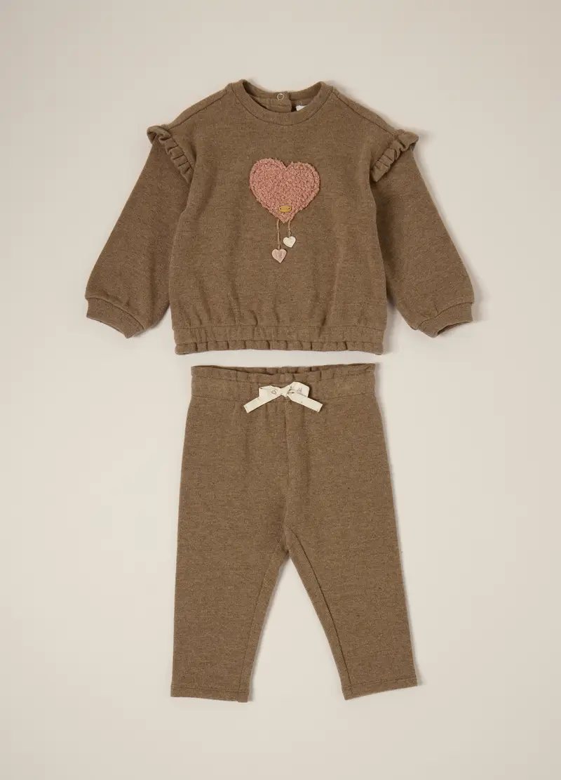 OVS, Set Marrone Per Neonato Con Applicazioni A Cuore, Marrone, Taglia: 3