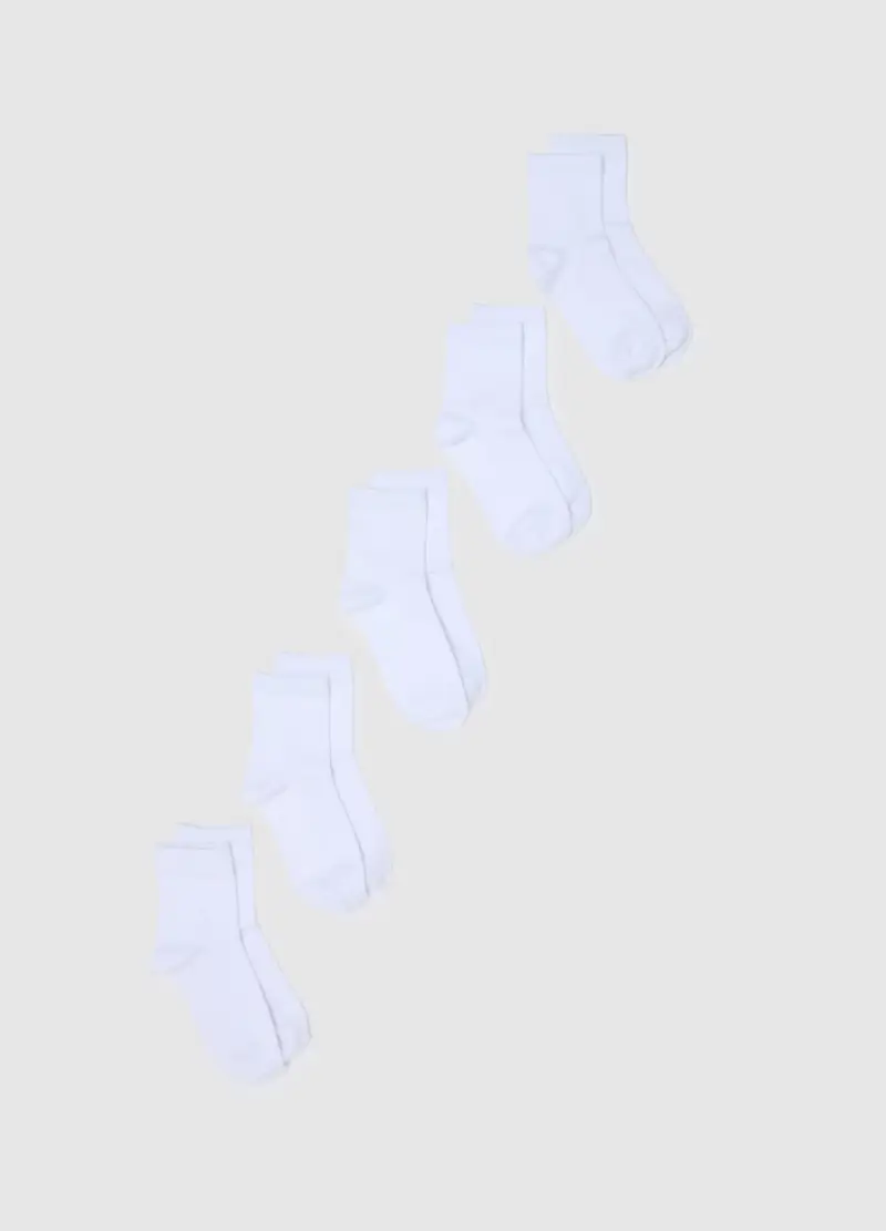 OVS , Set Multipack Calzini In Misto Cotone Bianco Elasticizzati, Donna, Bianco, Taglia: 36-38