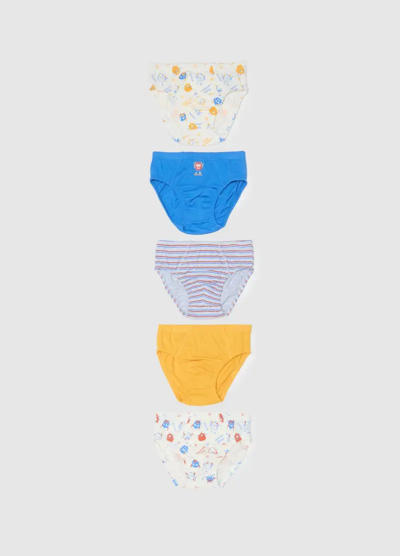 OVS, Set Multipack Slip Da Bambino In Puro Cotone Multicolor Regular Fit, Multicolor, Taglia: 3-4
