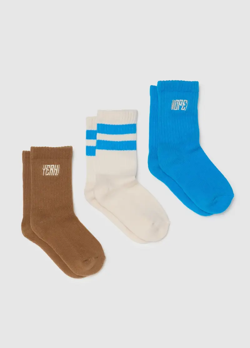 OVS, Set Tripack Calzini Da Bambino In Cotone Multicolor Elasticizzati, Multicolor, Taglia: 31/33