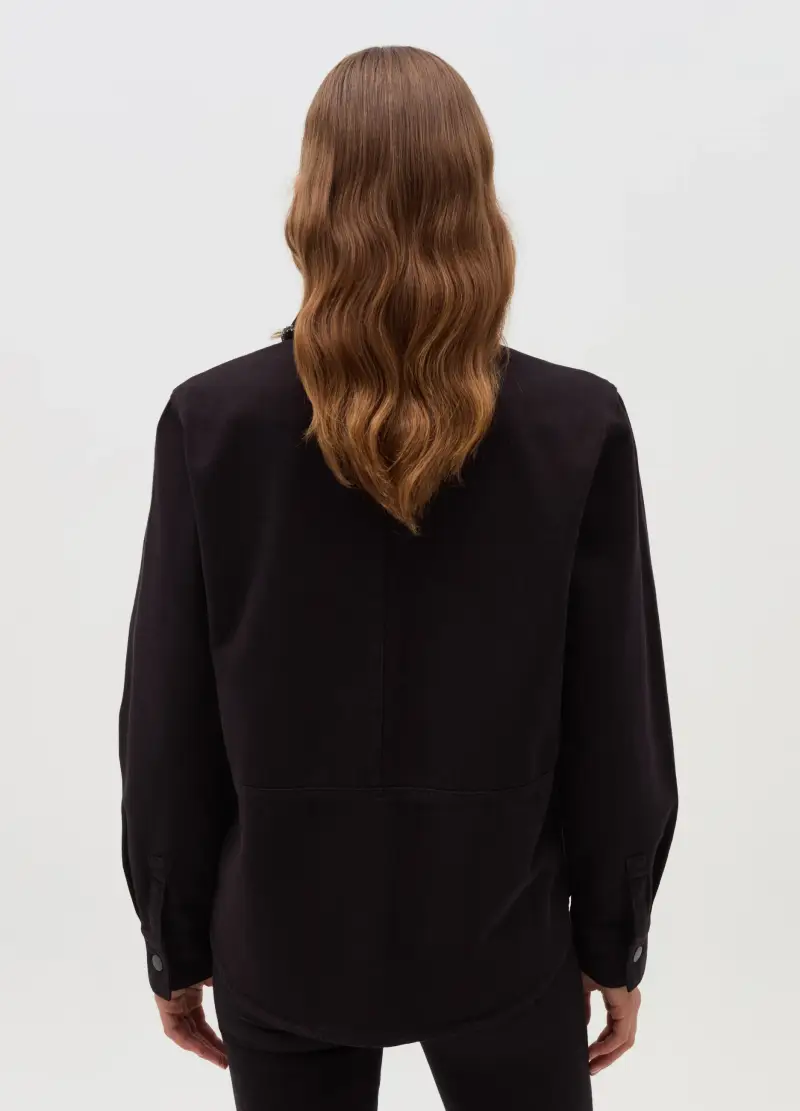 , Shacket Con Profili In Strass, Donna, Nero miniatura 3