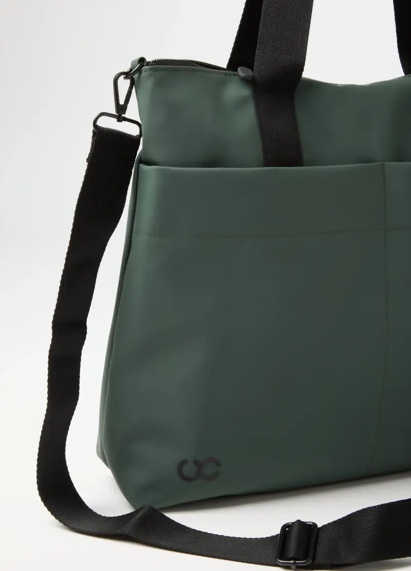 Shopper Verde Con Tasche, Donna, Verde miniatura 3