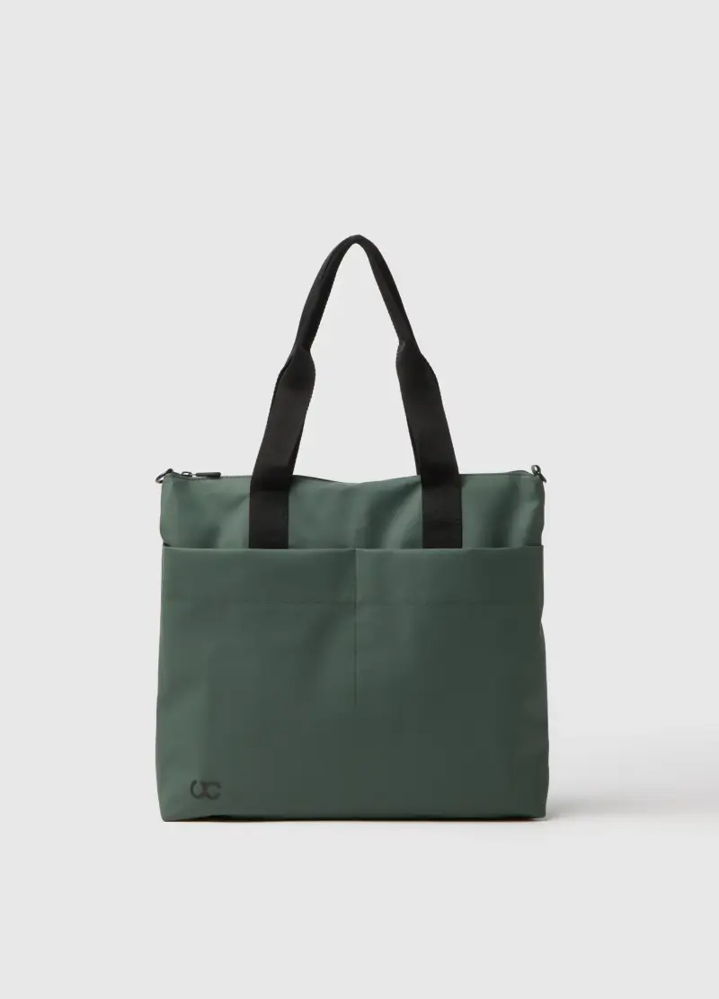 Shopper Verde Con Tasche, Donna, Verde