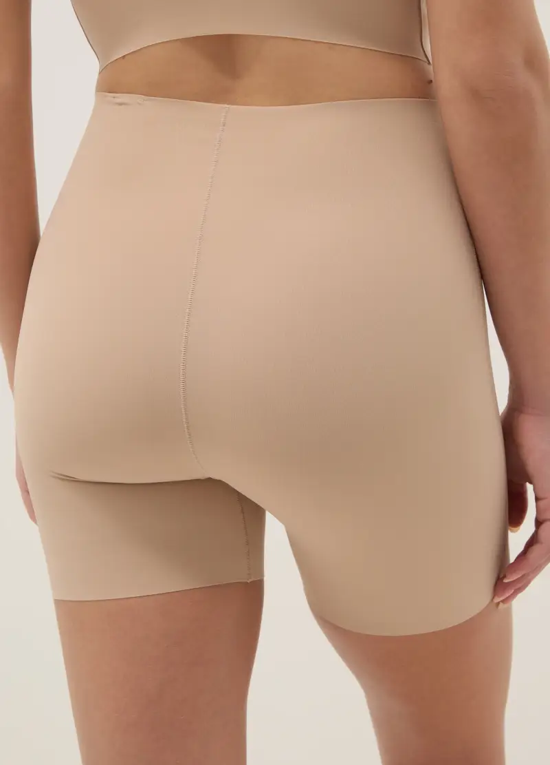 Shorts Beige Modellanti A Vita Alta Effetto Shaping, Donna, Beige miniatura 3