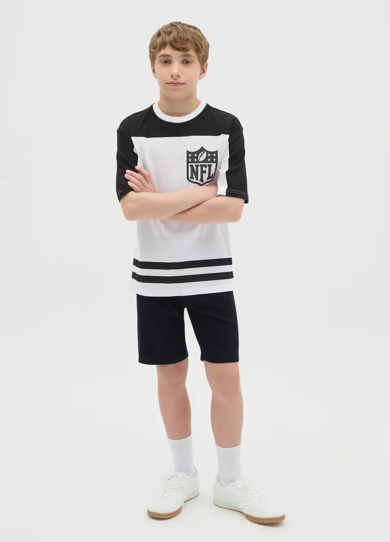 OVS, Shorts Da Ragazzo In Puro Cotone Nero Regular Fit, Bambino, Nero, Taglia: 10-11