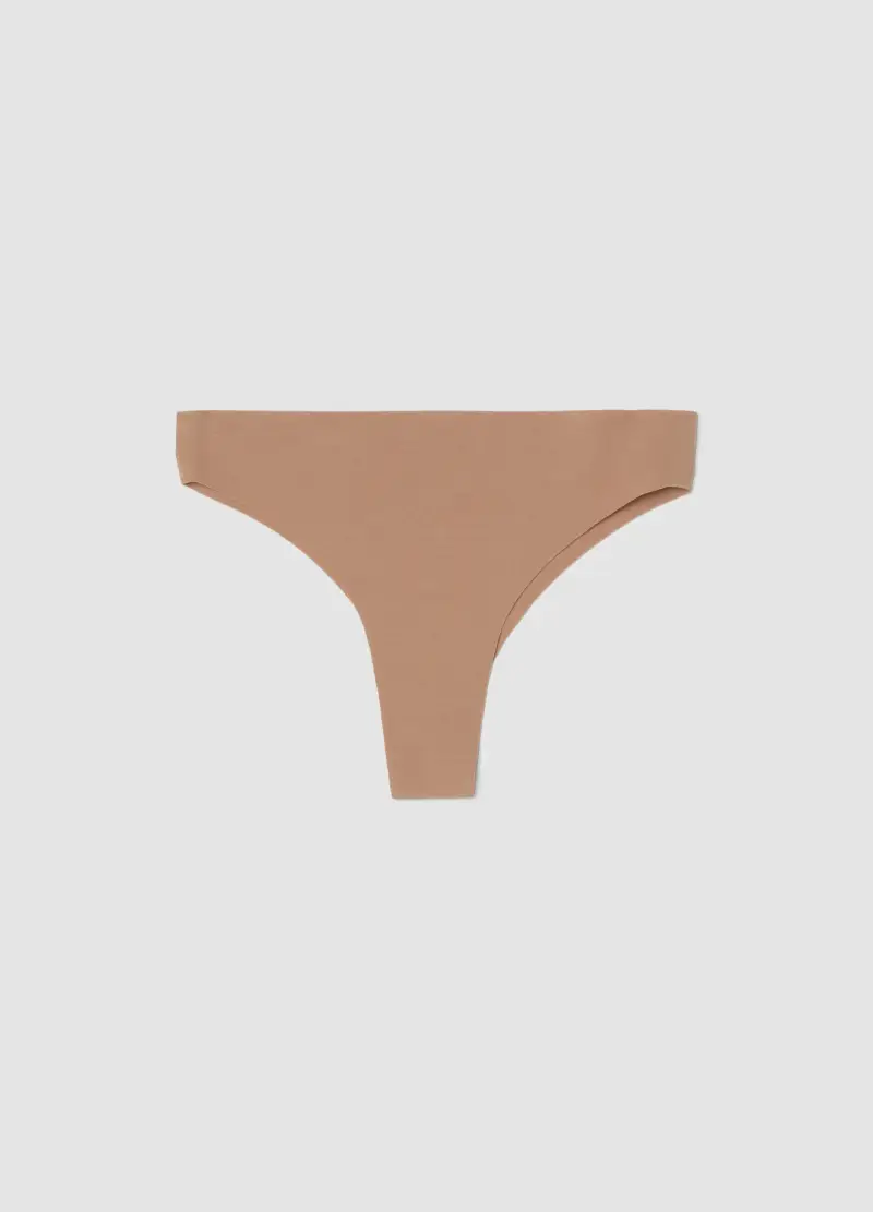 Slip Alla Brasiliana In Cotone Elasticizzato Beige Regular Fit, Donna, Beige