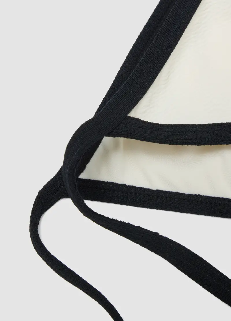 Slip Bikini Bianco E Nero In Tessuto Elasticizzato Con Laccetti, Donna, Multicolor miniatura 2