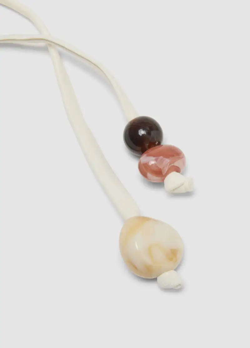 Slip Bikini In Tessuto Elasticizzato Bianco Con Laccetti Con Pietre, Donna, Bianco miniatura 2