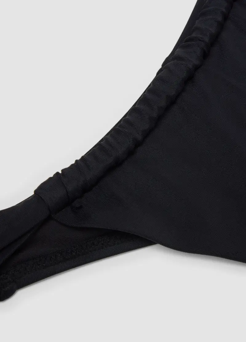 Slip Bikini In Tessuto Elasticizzato Nero, Donna, Nero miniatura 2