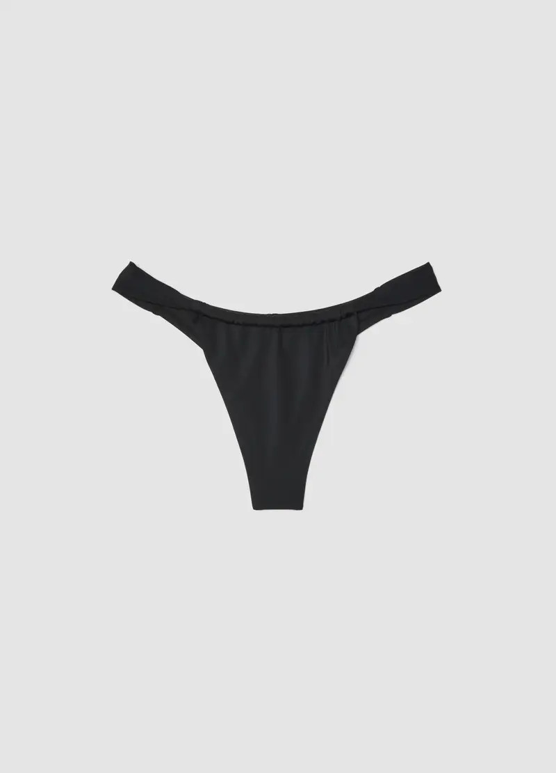 Slip Bikini In Tessuto Elasticizzato Nero, Donna, Nero