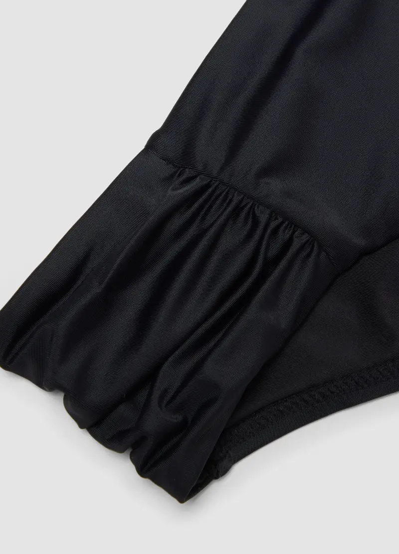 Slip Da Bagno In Tessuto Elasticizzato Nero Con Pieghe Laterali, Donna, Nero miniatura 2