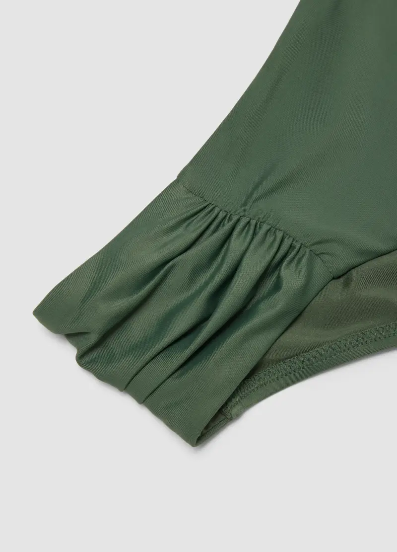 Slip Da Bagno In Tessuto Elasticizzato Verde Con Pieghe Laterali, Donna, Verde miniatura 2