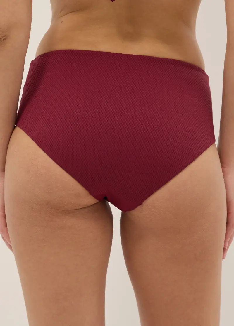 Slip Da Mare Elasticizzato Rosso A Vita Alta Con Fibbia, Donna, Rosso miniatura 3