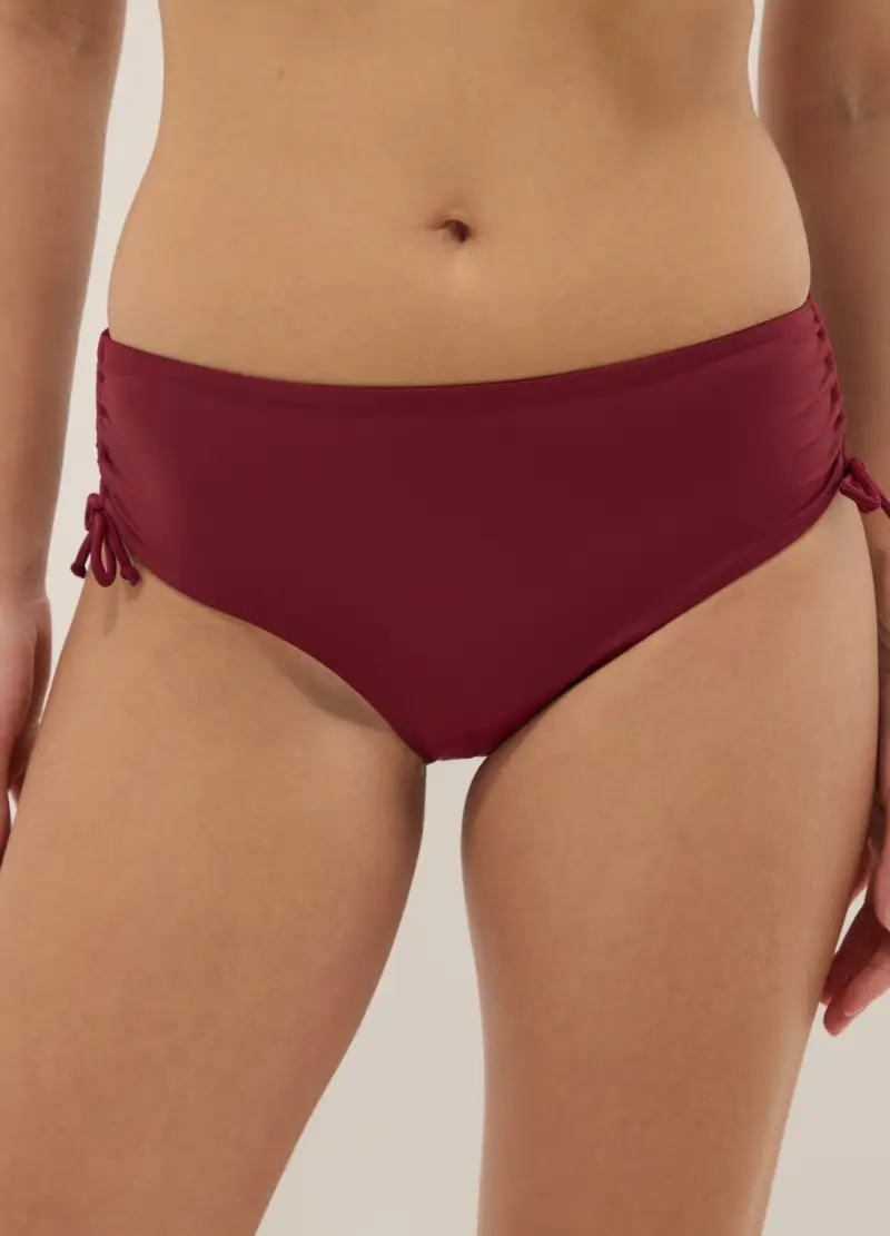 Slip Da Mare Elasticizzato Rosso Con Dettagli Arricciati, Donna, Rosso miniatura 2